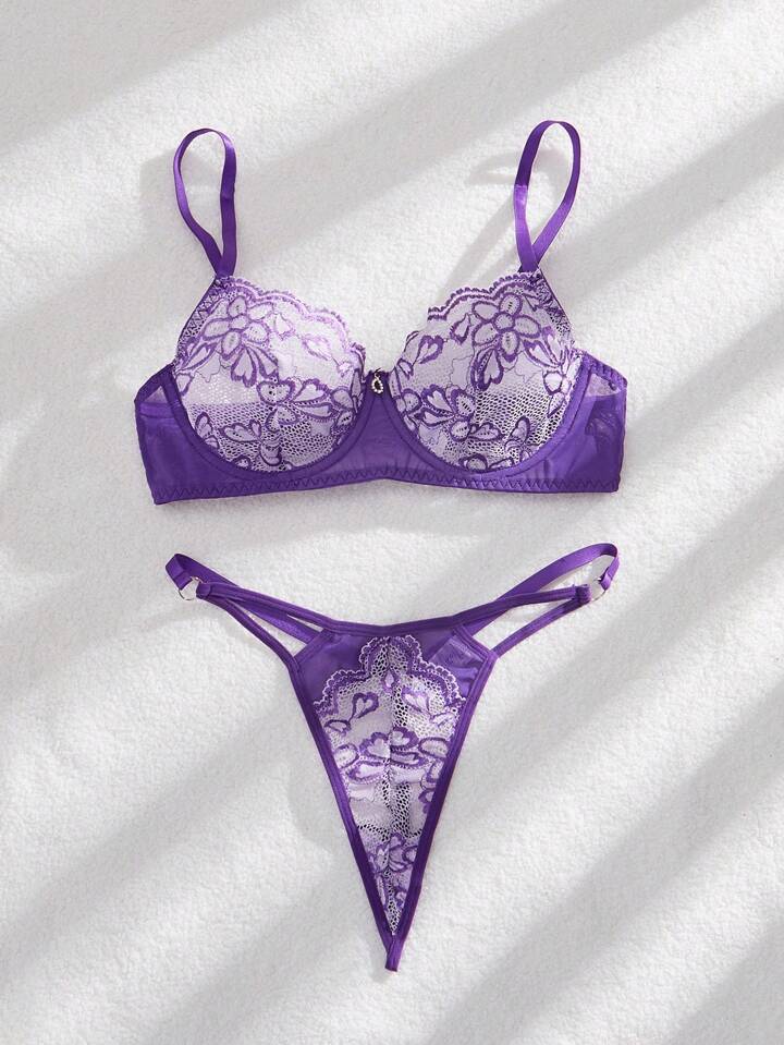 purple lingerie set sheer