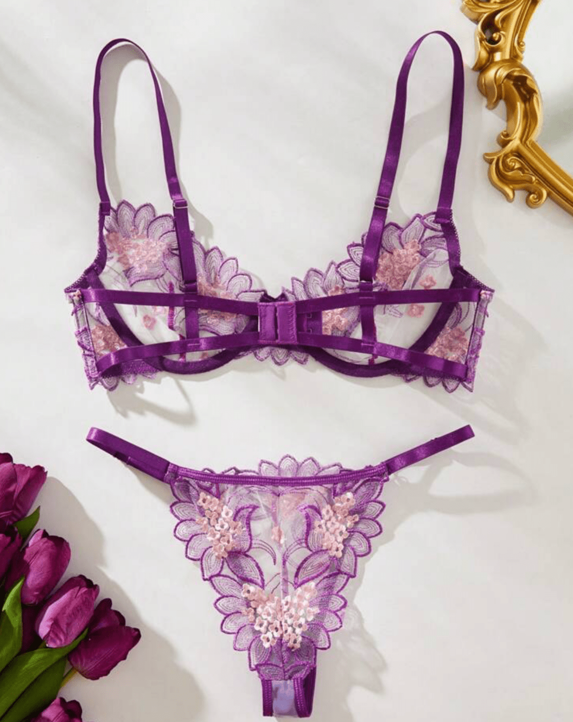 purple lingerie set back