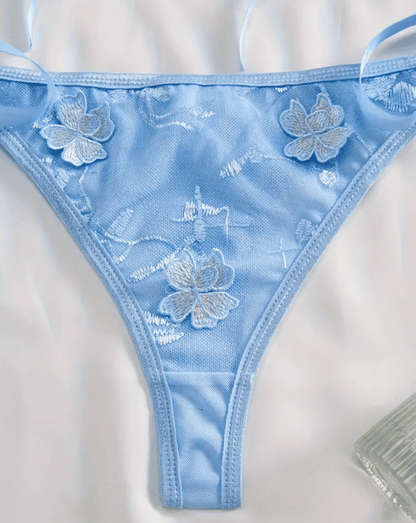 blue thong embroidered