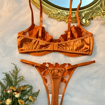 gold lingerie silk set