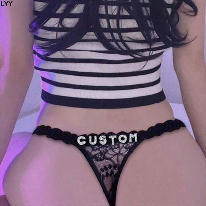 custom name on black thong 