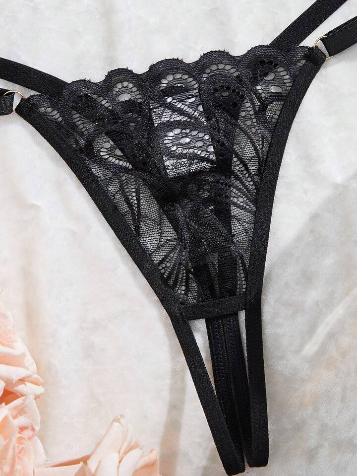 Lace Lingerie Crotchless Bra and Panty Set Erotic Intimates