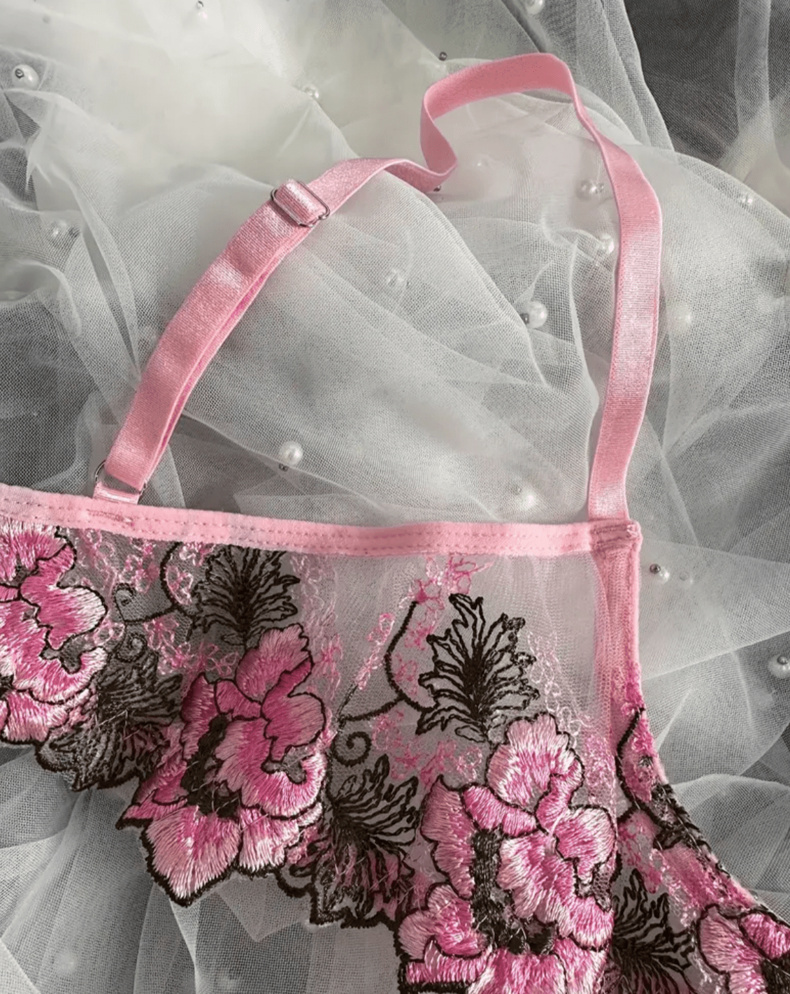 embroidered pink bra