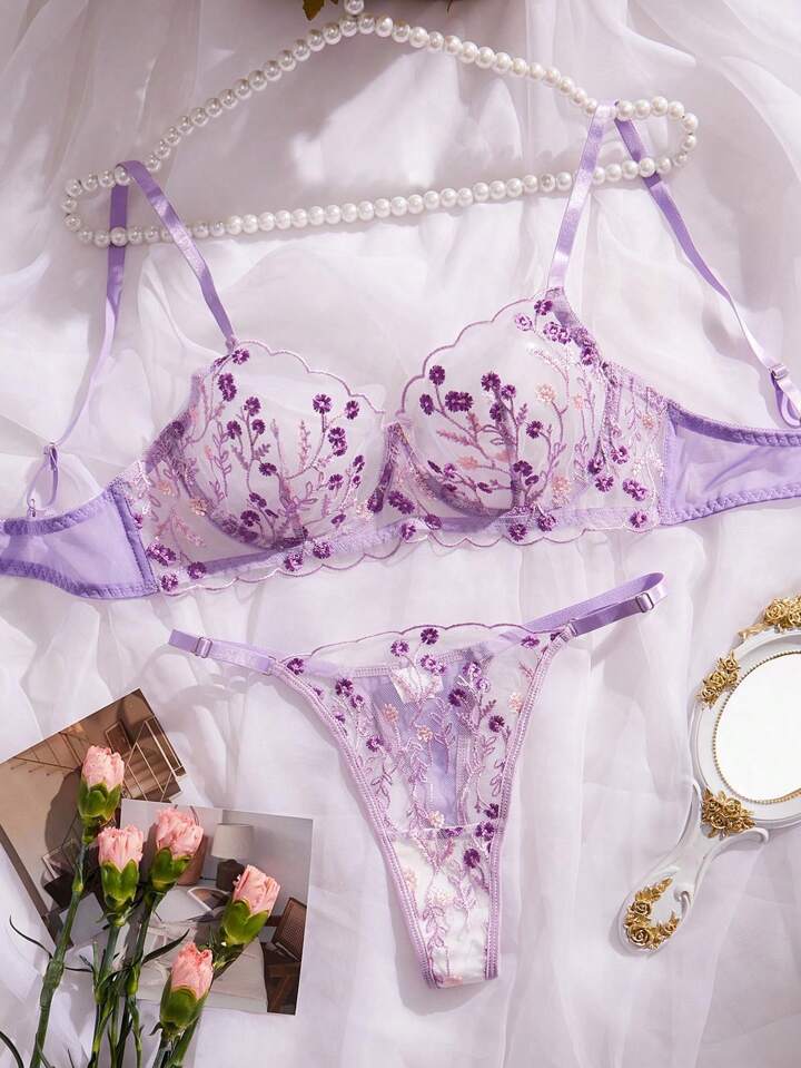 purple lingerie set sheer