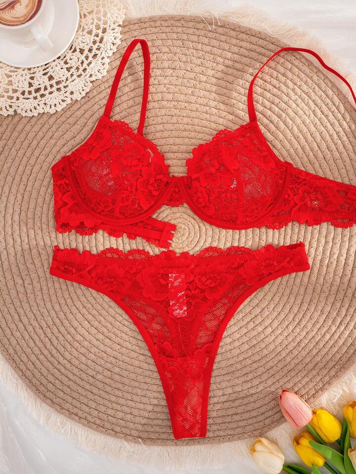 Sheer Lace Bra and Panty Set