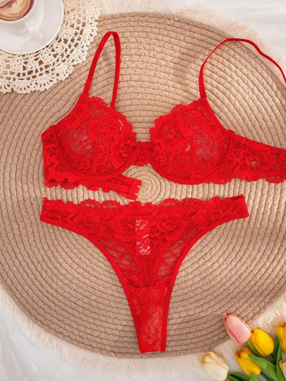Sheer Lace Bra and Panty Set