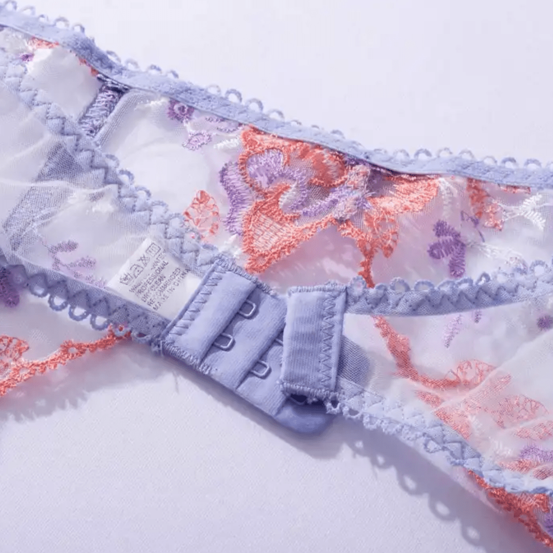 purple garter embroidered lingerie