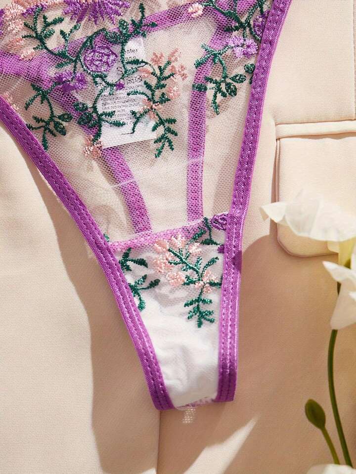 purple lace thong sexy underwear