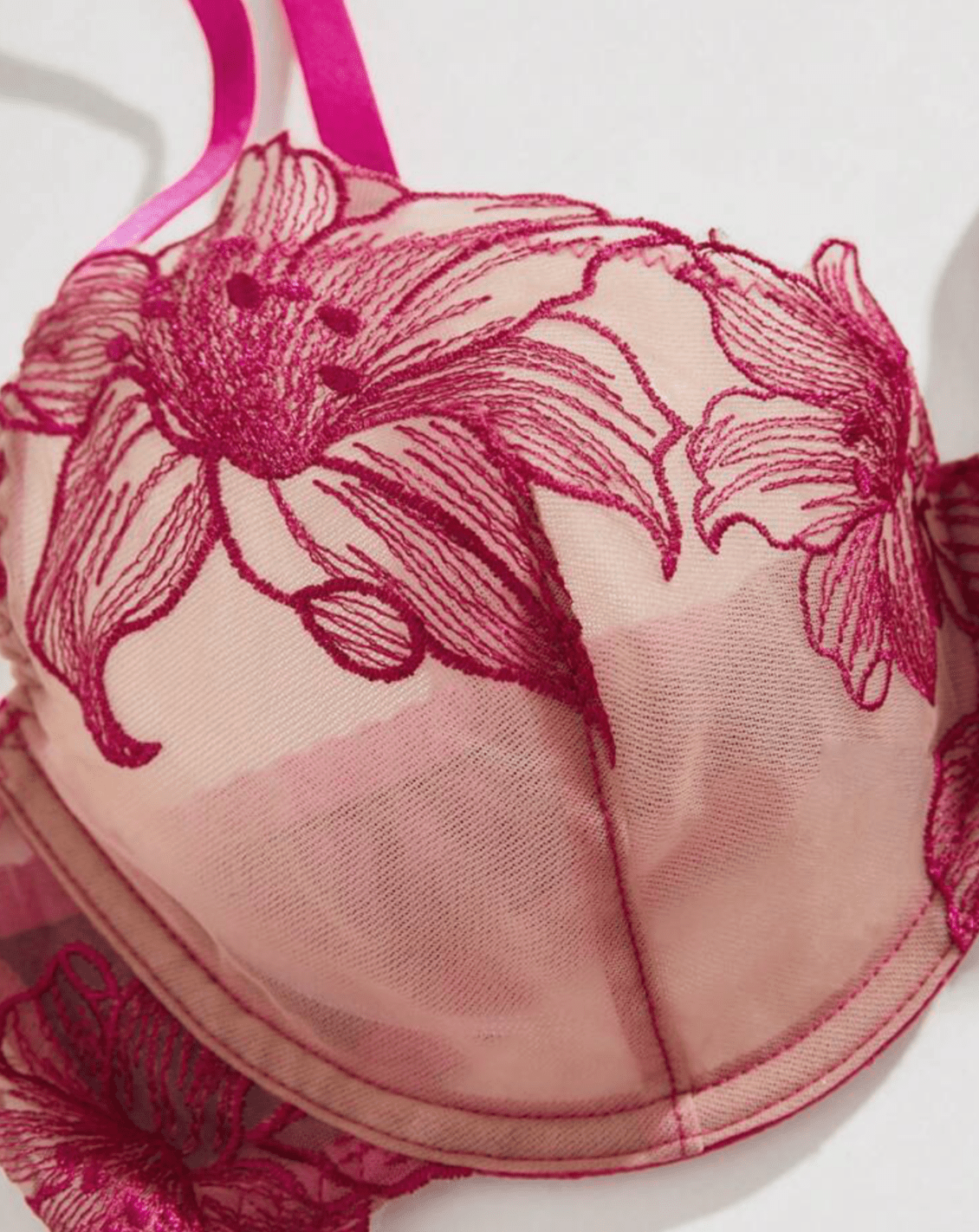 lingerie bra hot pink embroidery