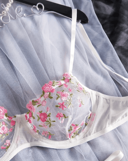 white floral bralette lingerie