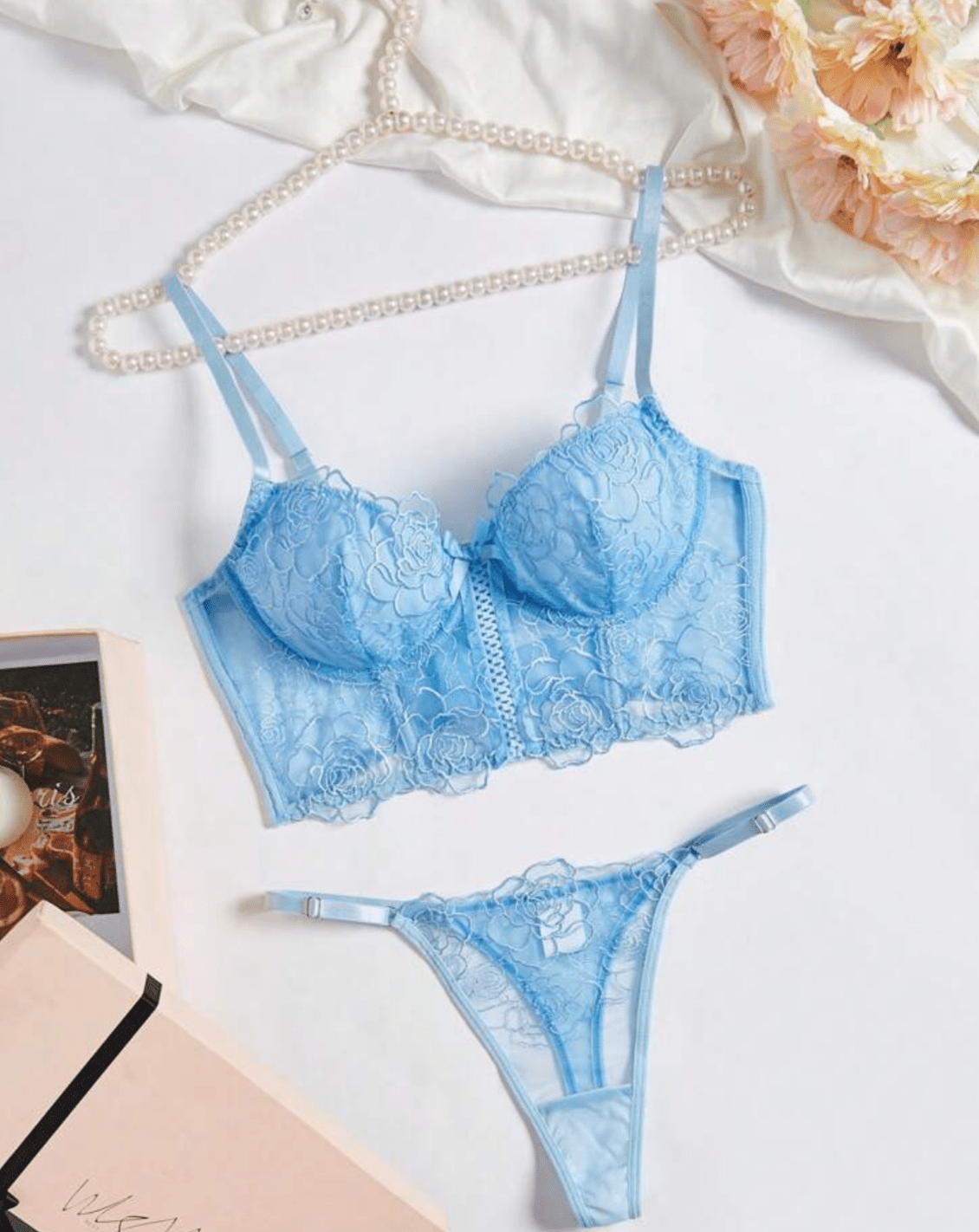 soft blue lingerie set bustier