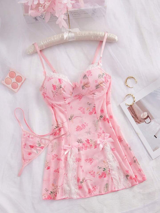pink lingerie dress sleep cami