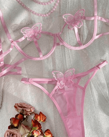 pink lingerie set babydoll pink