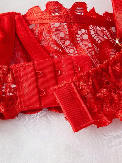 Lace Lingerie Crotchless Bra and Panty Set Erotic Intimates