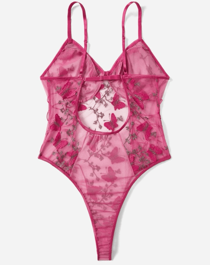 pink lace lingerie bodysuit