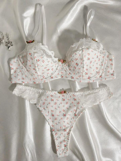 womens intimates white floral set