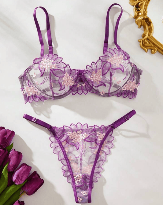 violet purple lingerie set