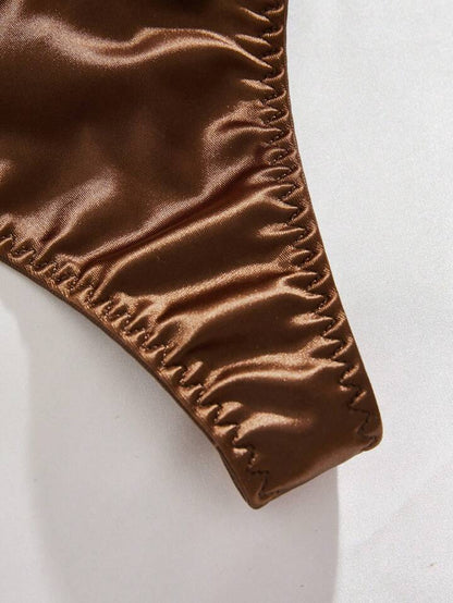 brown silk sexy underwear lingerie