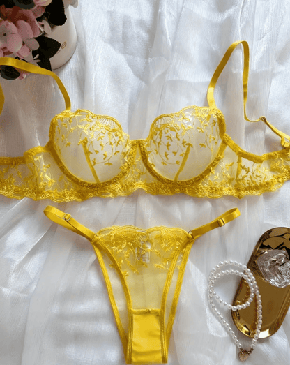 yellow lace lingerie