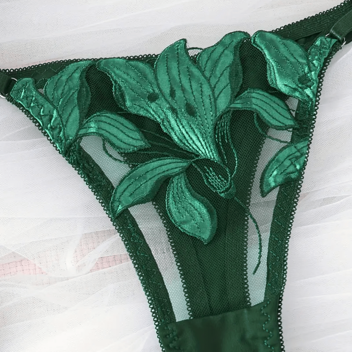 sexy underwear embroidered green