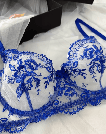 blue lace bra negligees