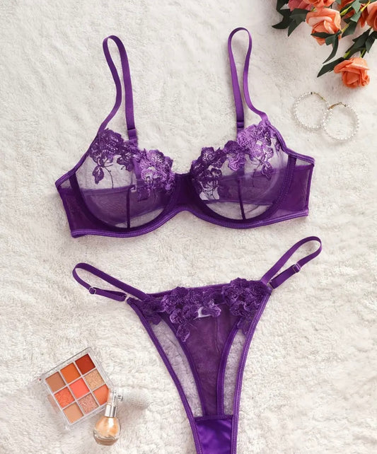 purple lingerie see through