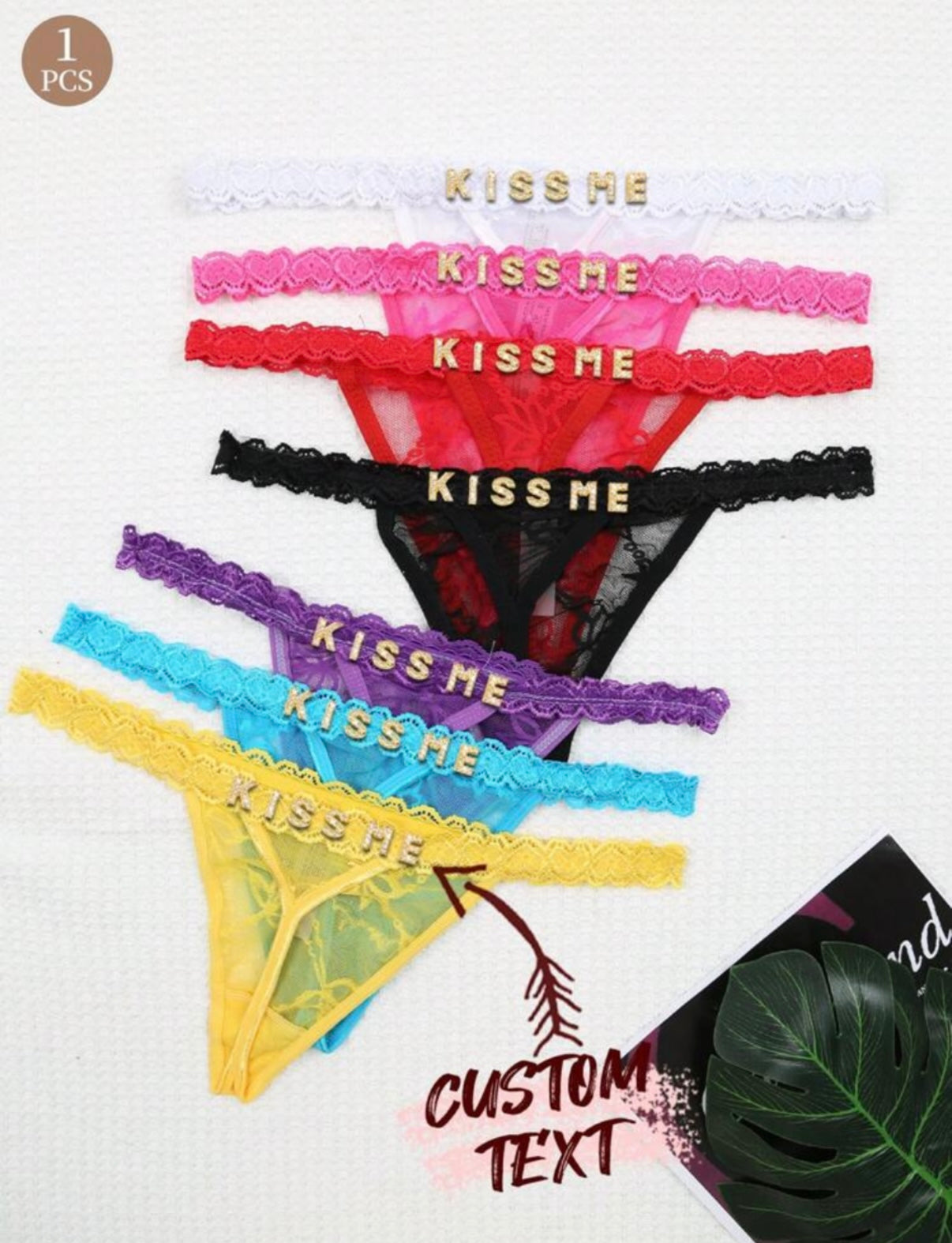 Custom Name Thong With Personalized Rhinestone Letters