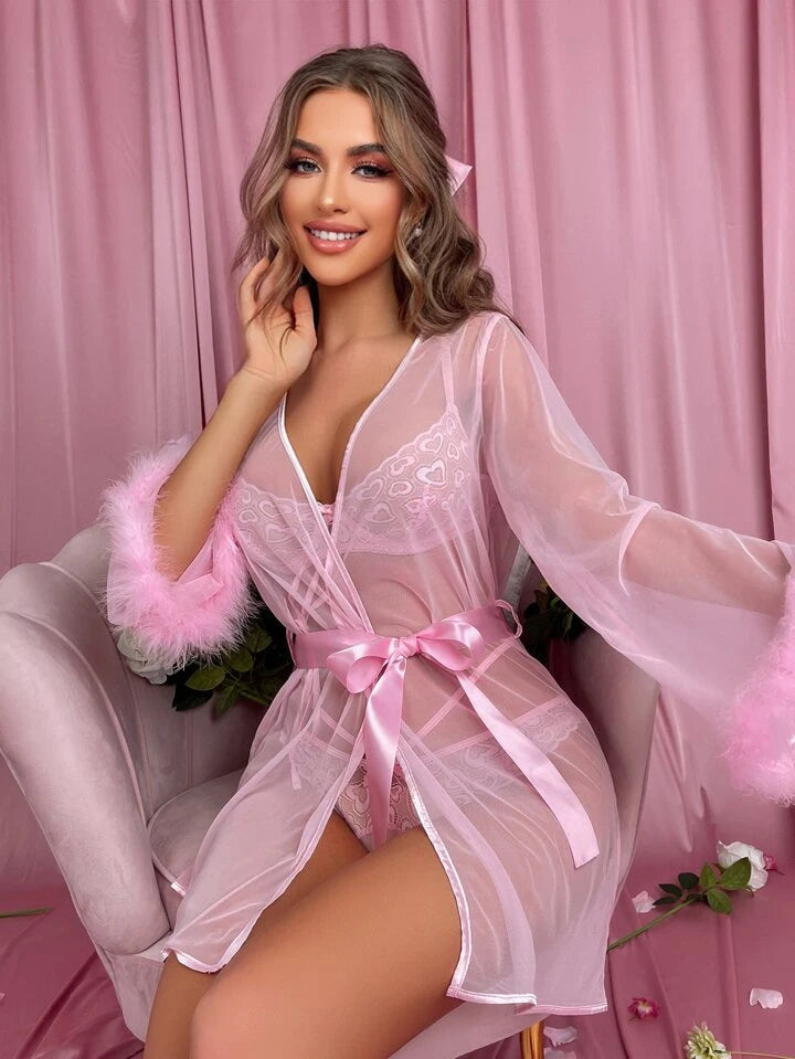 lingerie robe pink sexy lingerie