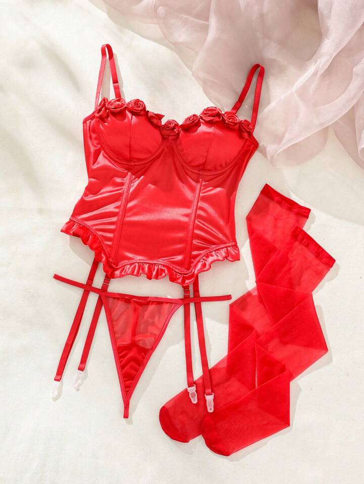 red lingerie silk