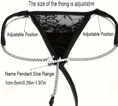 adjustable thong with custom name