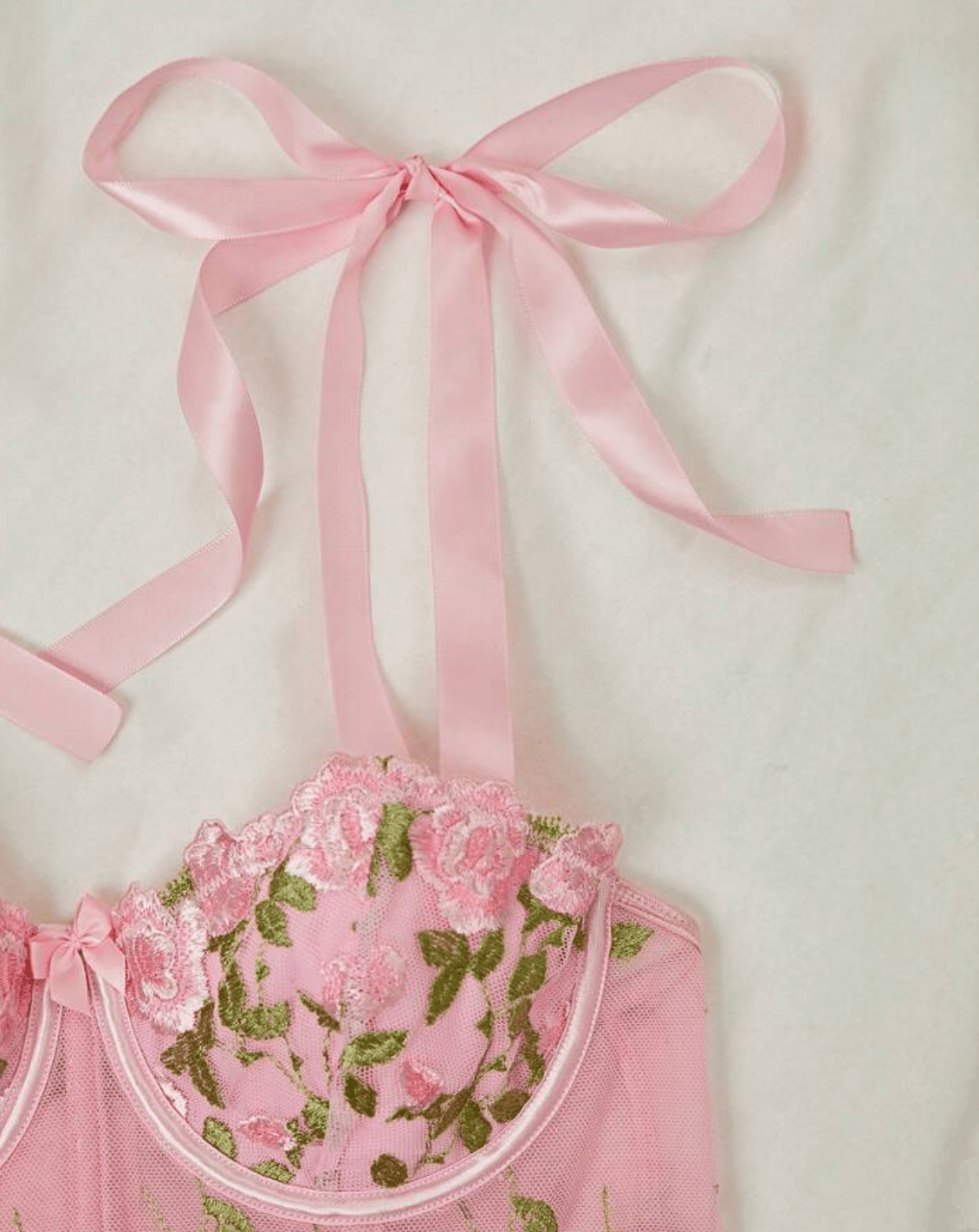 pink bow strap corset top