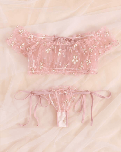 pink bralette sheer lingerie