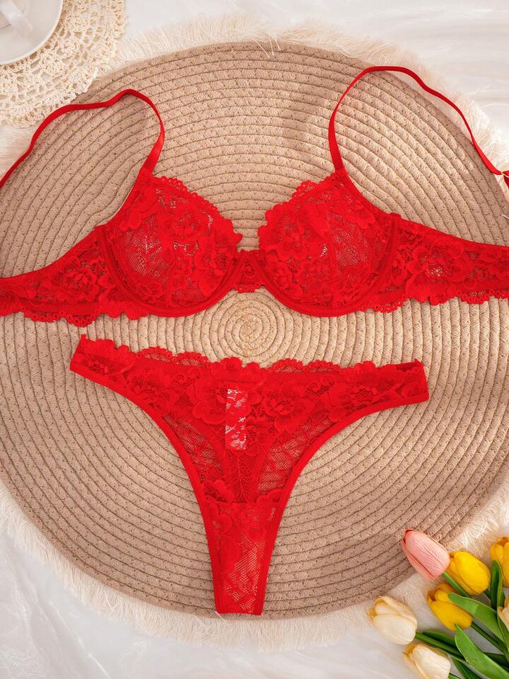 Red lace lingerie set 