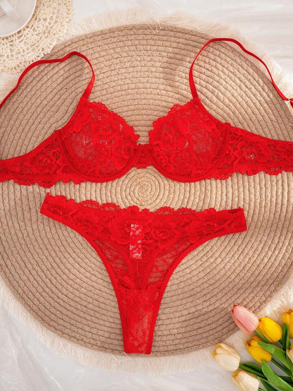 Red lace lingerie set 