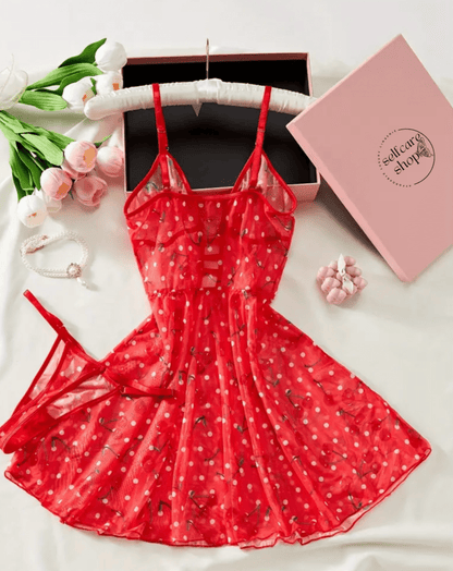 red lingerie slip dress