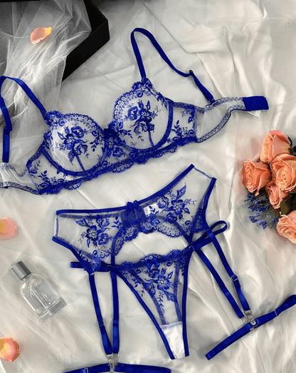 Blue lingerie set garter