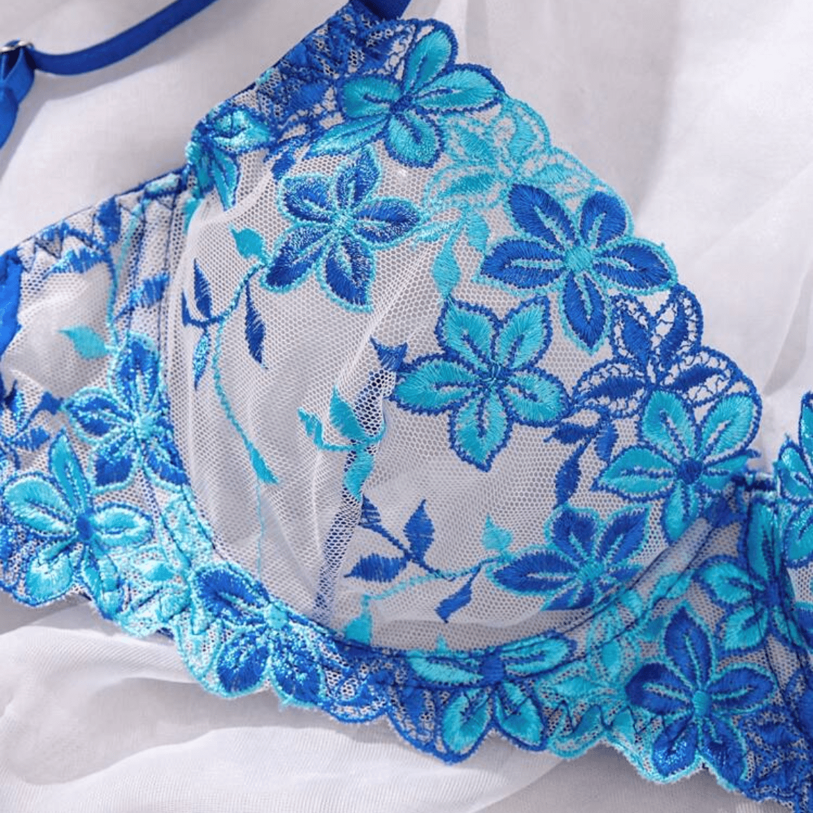 blue lingerie set sexy bra