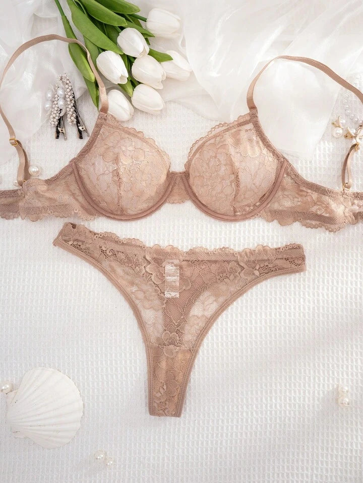 Sheer Lace Bra and Panty Set