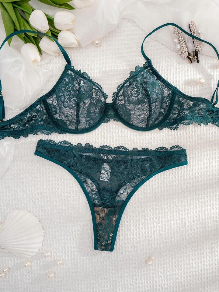 Sheer Lace Bra and Panty Set