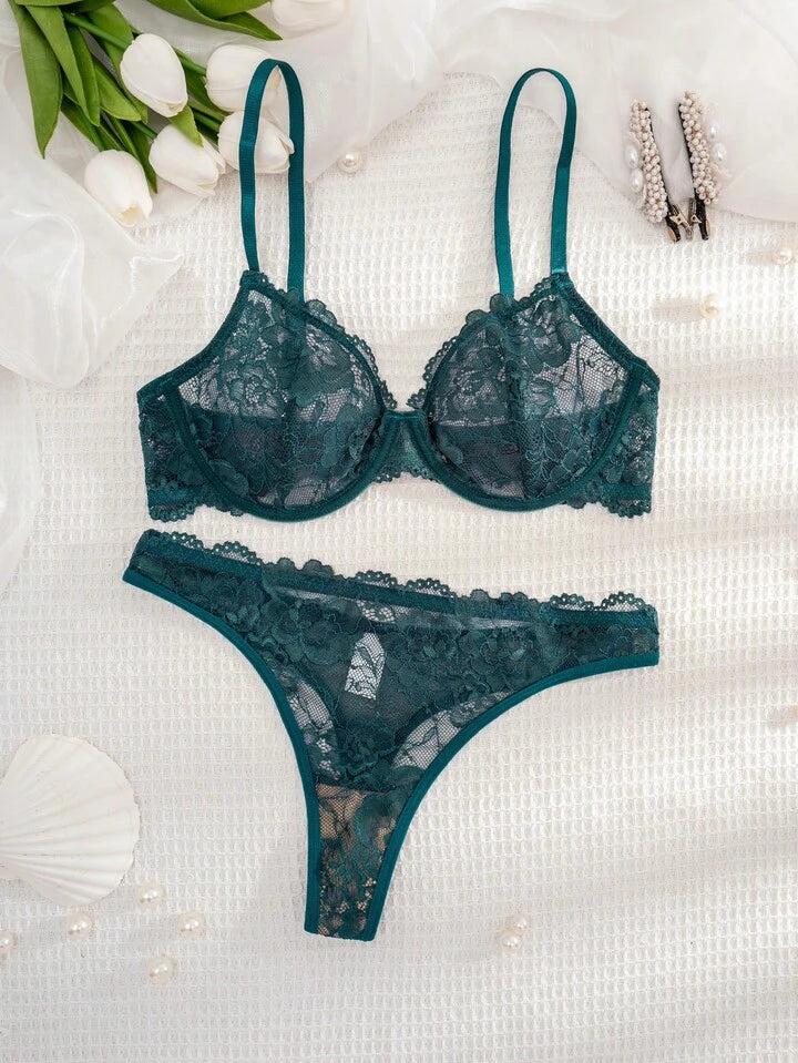 Sheer Lace Bra and Panty Set