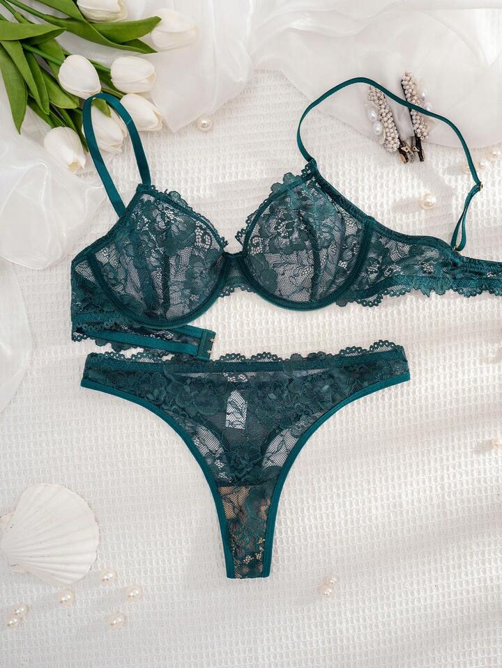 Sheer Lace Bra and Panty Set