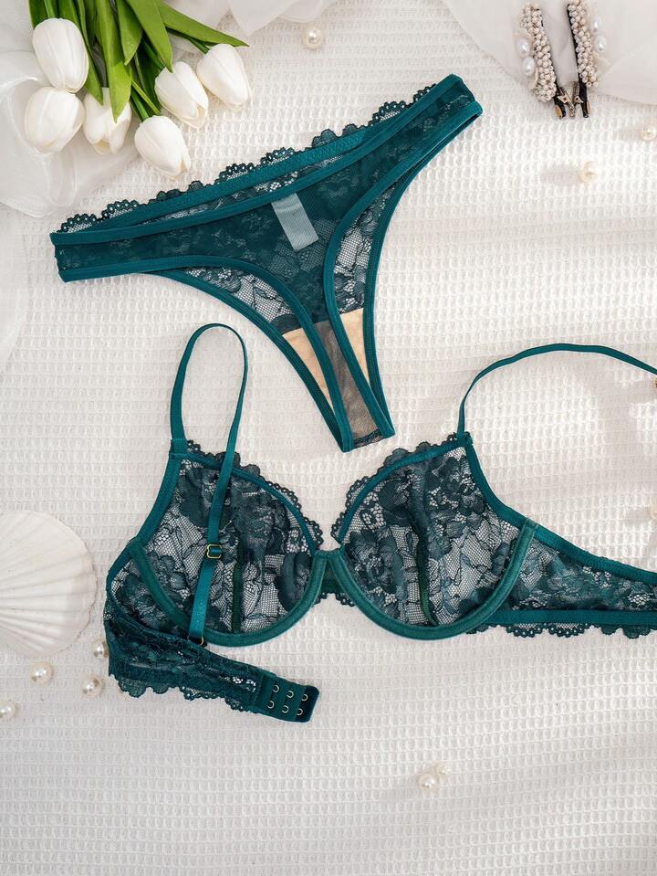 Sheer Lace Bra and Panty Set