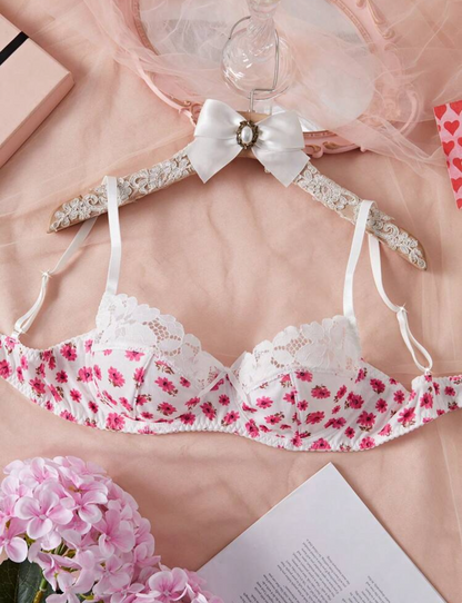 pink and white intimates bra underwire lace