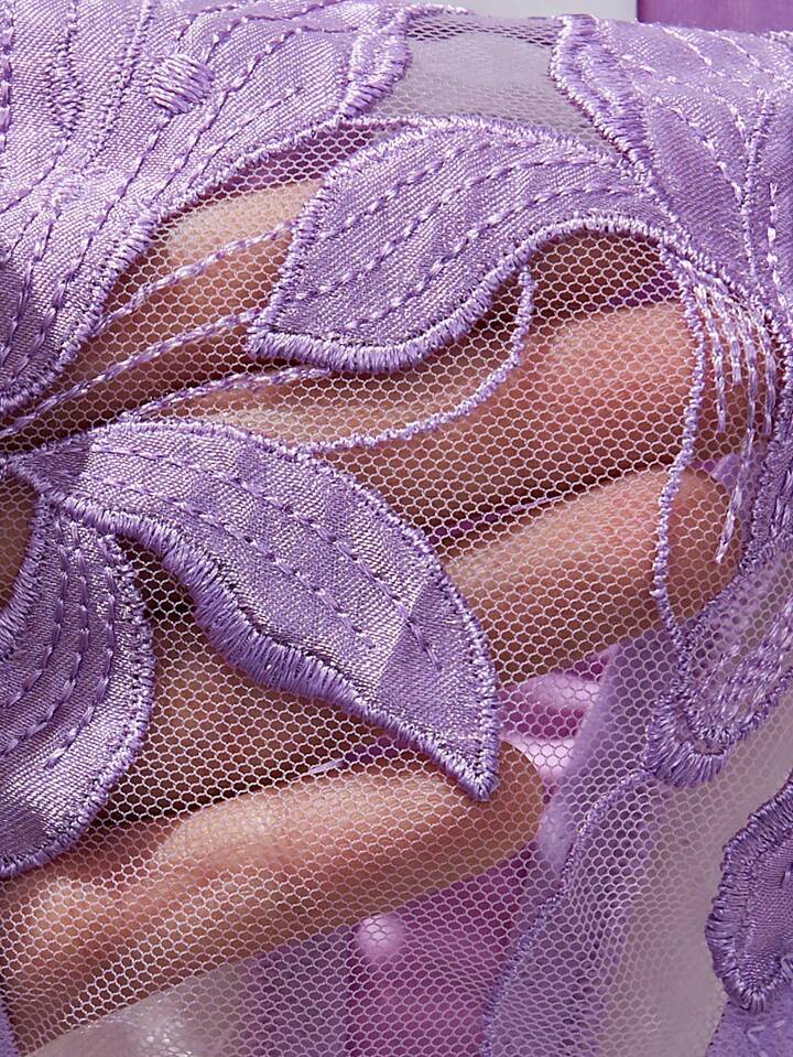 purple lace lingerie embroidered