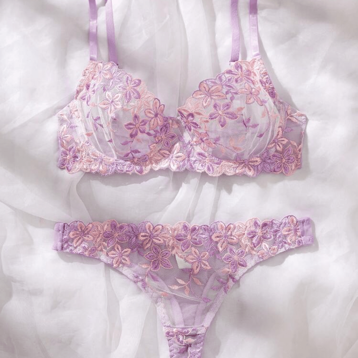 Purple Lingerie Romantic Bra & Panty Set with Underwire – Self Care Shop