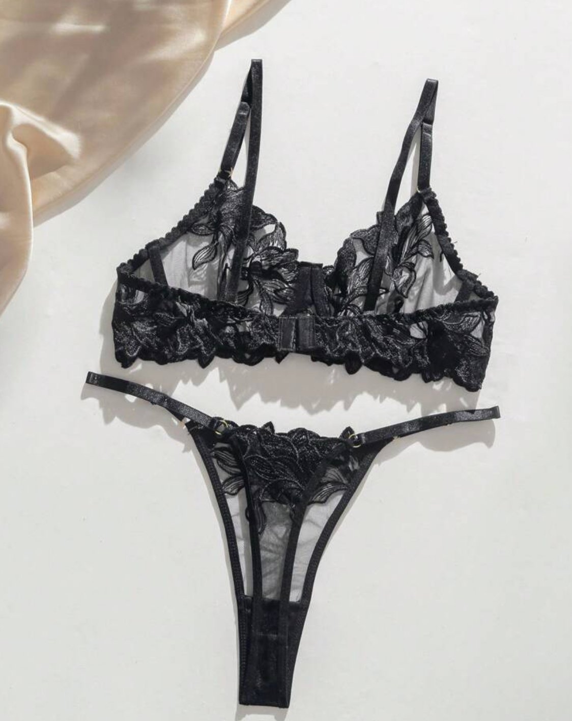 Black Lingerie Set Sexy Embroidery - Self Care Shop