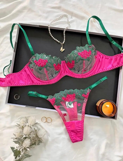 Hot Pink Lingerie Silk Embroidery - Self Care Shop