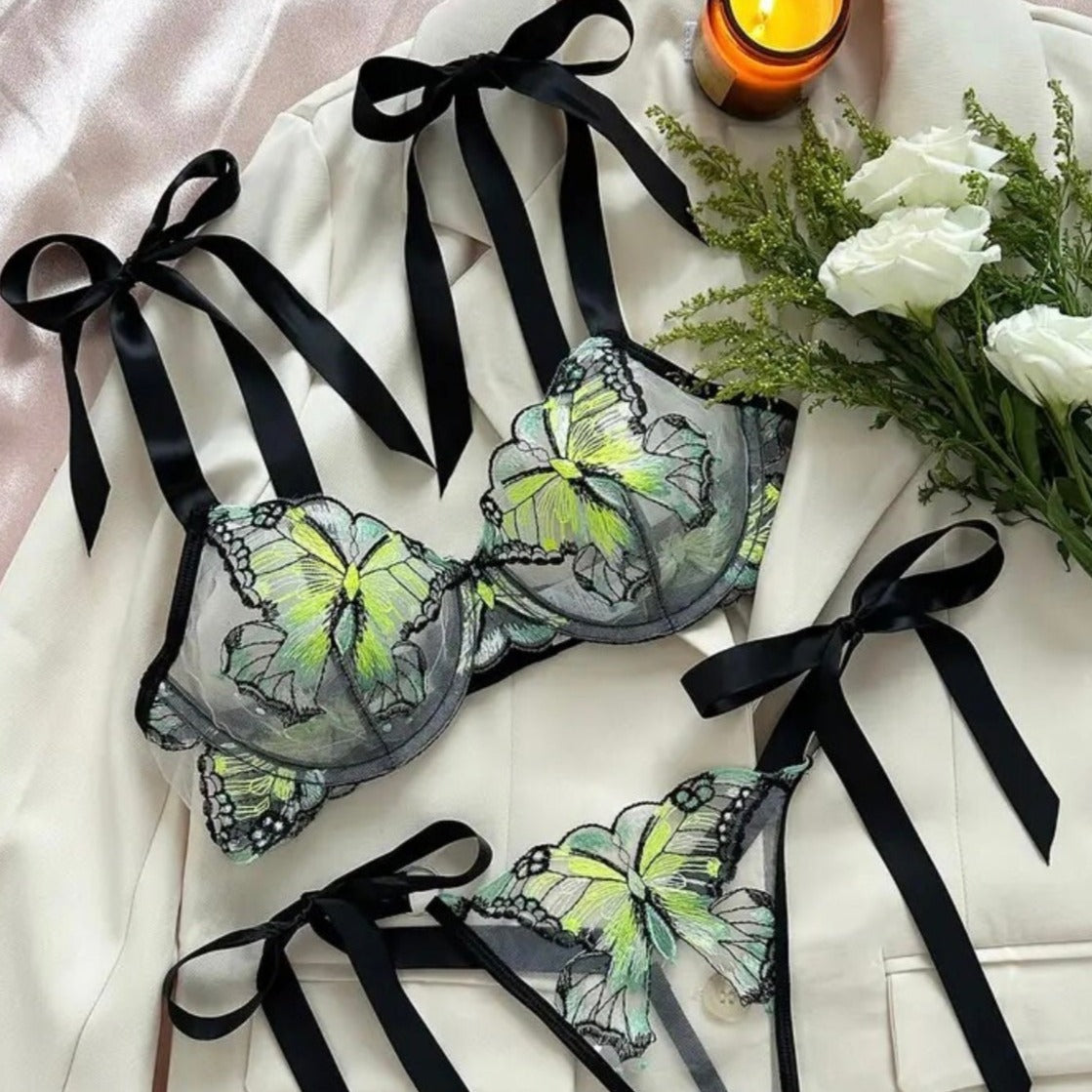 Lingerie Set Butterfly Embroidery - Self Care Shop