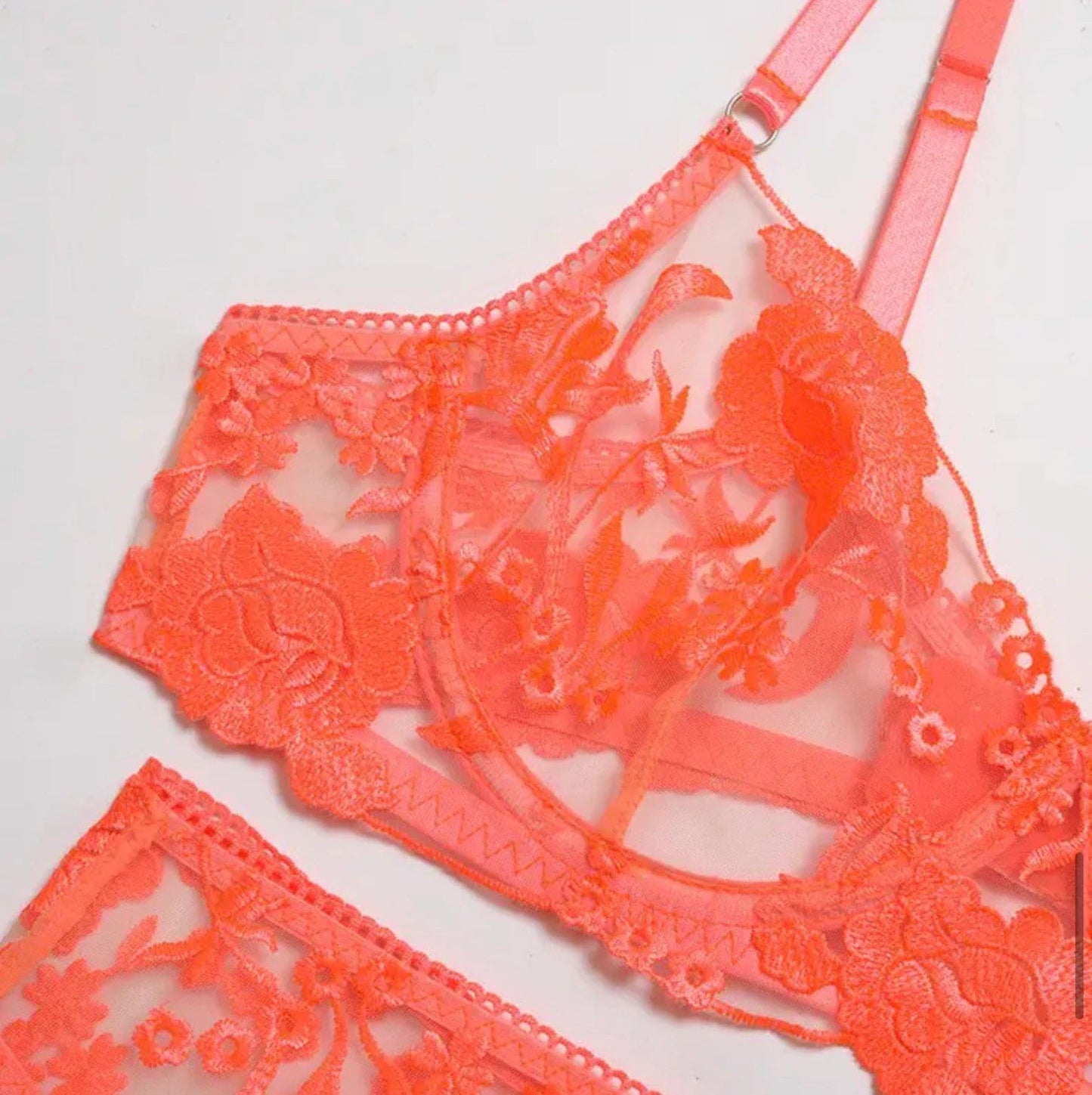orange lace lingerie