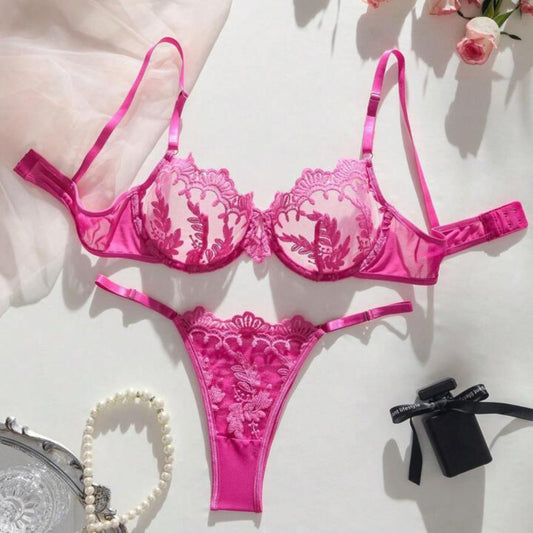 Pink Lingerie Set Floral - Self Care Shop